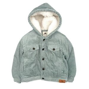 EUC Salty Shreds Little Boys Hooded Corduroy Sherpa Jacket In Blue 2-3 Australia